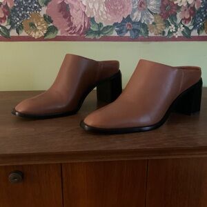 Everlane Brown Leather Block-Heel Mules